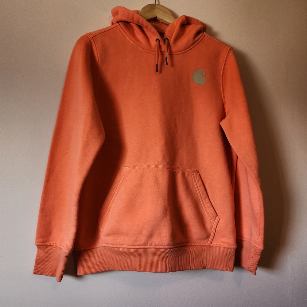 Carhartt Women's Clarksburg Relaxed Fit Graphic Sleeve Pullover Hoodie (M) Peach - Picture 1 of 6